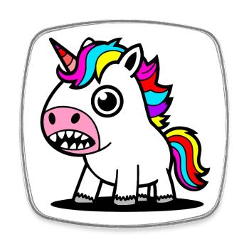 Motif coloré de licorne de dessin animé - Magnet carré - blanc - Devant