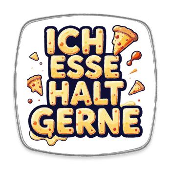Ich esse halt gerne Pizza - Viereckiger Kühlschrankmagnet - Weiß - Vorne