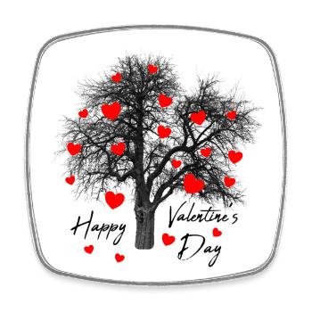 Red Hearts Tree with Hearts Valentine's Day Love - Square fridge magnet - white - Front