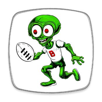 Rugby Player Alien - Square fridge magnet - white - Front