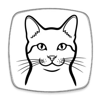 Gribouillis de Chat Minimum Animaux - Magnet carré - blanc - Devant
