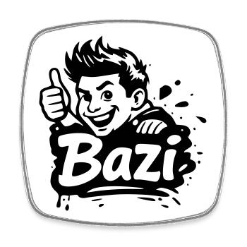 Bazi - Viereckiger Kühlschrankmagnet - Weiß - Vorne