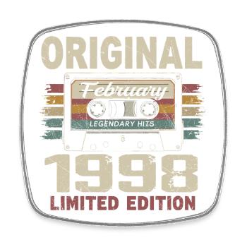 February 1998, February 1998 Birthday Gift - Square fridge magnet - white - Front