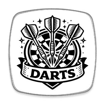 Cible de fléchettes sportives - Magnet carré - blanc - Devant