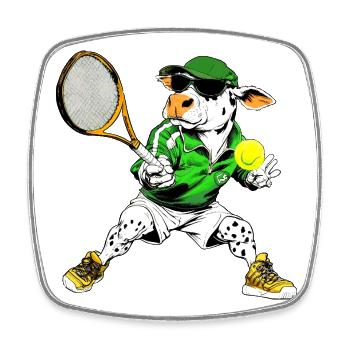 Vaches Tennis / Joueur de tennis Vache - Magnet carré - blanc - Devant