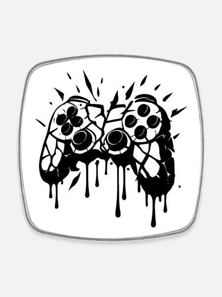 Broken controller - Square fridge magnet - white