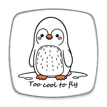 Pingouin aux joues roses - Magnet carré - blanc - Devant