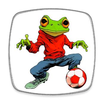 Frosch Fussball - Viereckiger Kühlschrankmagnet - Weiß - Vorne