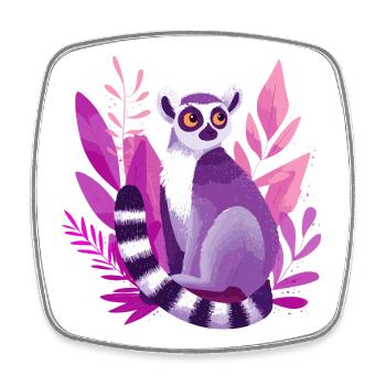 Violetter Lemur im Pinken Dschungel - Viereckiger Kühlschrankmagnet - Weiß - Vorne