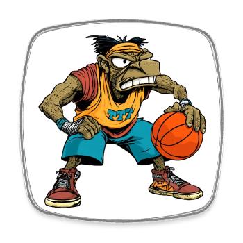 Hip-Hopper Basketballspieler / Basketball Rapper - Viereckiger Kühlschrankmagnet - Weiß - Vorne