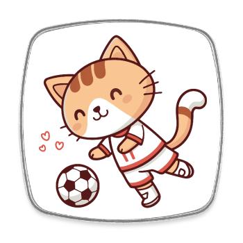 Bezaubernde Fußballer-Katze - Viereckiger Kühlschrankmagnet - Weiß - Vorne