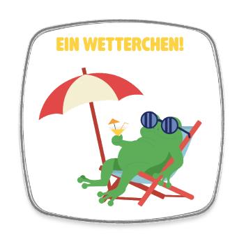 Frosch Strandurlaub mit Cocktail. Geiles Wetter! - Viereckiger Kühlschrankmagnet - Weiß - Vorne