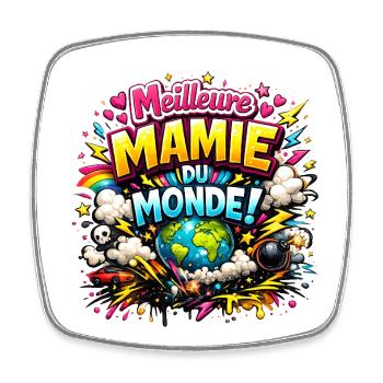 Beste bunte Oma der Welt - Viereckiger Kühlschrankmagnet - Weiß - Vorne