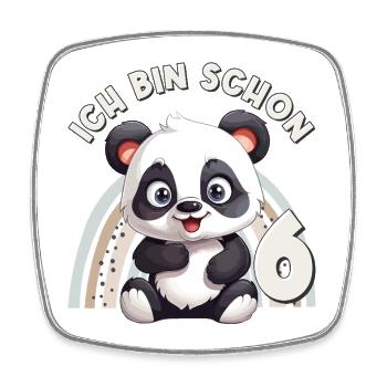6. Geburtstag Panda Bär Regenbogen Süß Niedlich - Viereckiger Kühlschrankmagnet - Weiß - Vorne
