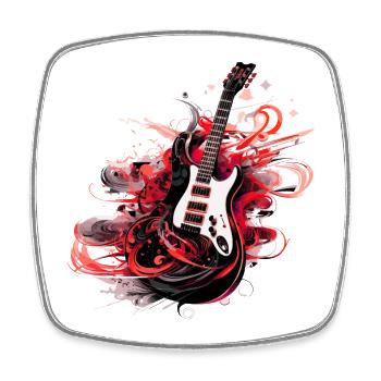 guitare électrique guitare guitariste instrument de musique rock - Magnet carré - blanc - Devant