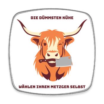 Cow with Hatchet – Choose Your Butcher - Square fridge magnet - white - Front