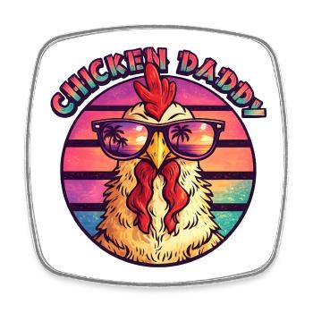 Chicken Daddy Retro Hahn Sonnenbrille Design - Viereckiger Kühlschrankmagnet - Weiß - Vorne