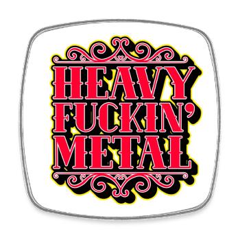Heavy F***ing Metal - Viereckiger Kühlschrankmagnet - Weiß - Vorne
