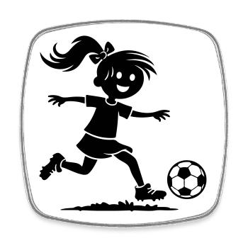 Filles de football - Magnet carré - blanc - Devant