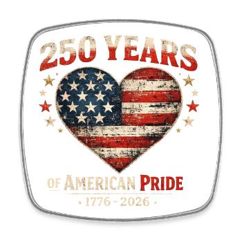 250 Jahre Amerika-Jubiläum Pride Heart Flagge - Viereckiger Kühlschrankmagnet - Weiß - Vorne
