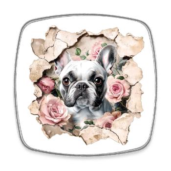 French Bulldog - Square fridge magnet - white - Front
