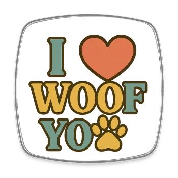 J’adore le design de cœur de patte WOOF - Magnet carré - blanc - Devant