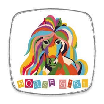 Horse Girl – Pop Art coloré de chevaux - Magnet carré - blanc - Devant