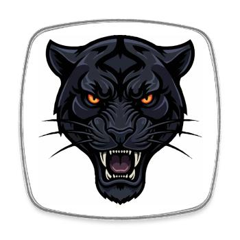 Nachtleopardenkopf mit feurigen Augen - Viereckiger Kühlschrankmagnet - Weiß - Vorne