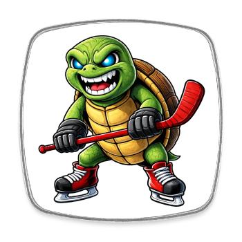 Aggressive Schildkröte Eishockey Spieler Horror - Viereckiger Kühlschrankmagnet - Weiß - Vorne