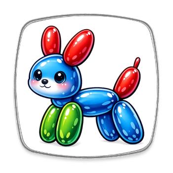 Cute balloon dog - cute dog made of balloons - Square fridge magnet - white - Front