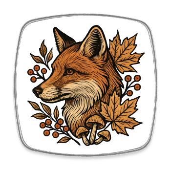 Herbstfuchs im Laubkreis - Viereckiger Kühlschrankmagnet - Weiß - Vorne