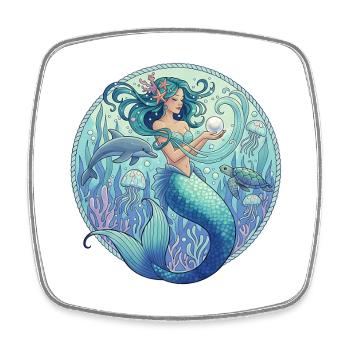 Sirène sous-marine dans le gyroscope de mer - Magnet carré - blanc - Devant