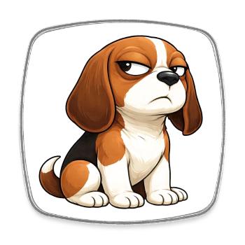 Arrogant Beagle Cartoon Hund Comic Eingeschnappt - Viereckiger Kühlschrankmagnet - Weiß - Vorne