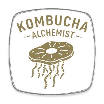 Minimalistische Kombucha Alchemist Gärung - Viereckiger Kühlschrankmagnet - Weiß - Vorne