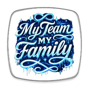 Mon équipe, ma famille Script néon - Magnet carré - blanc - Devant