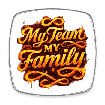 Teamgeist im Flammenlook, Team Family - Viereckiger Kühlschrankmagnet - Weiß - Vorne