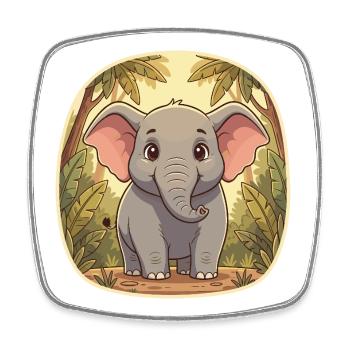 Kleiner Elefant im Dschungel - Viereckiger Kühlschrankmagnet - Weiß - Vorne