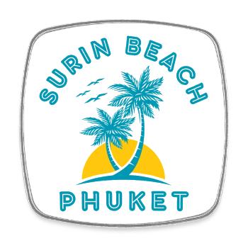 Coucher de soleil du palmier de Surin Beach Phuket - Magnet carré - blanc - Devant