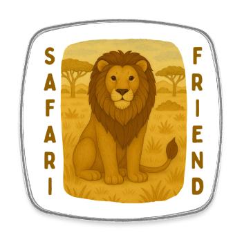 Lion, ami du safari - Magnet carré - blanc - Devant