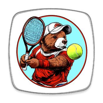 Bear Tennis Player / Tennis Bear - Square fridge magnet - white - Front