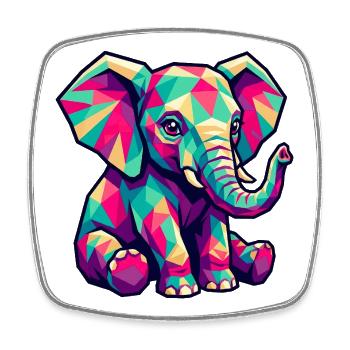 Colorful Elephant Design – Cute Elephant - Square fridge magnet - white - Front