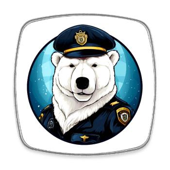 Polar Bear Policewoman / Police Polar Bear - Square fridge magnet - white - Front
