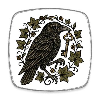 Raven avec Key in Ivy - Magnet carré - blanc - Devant