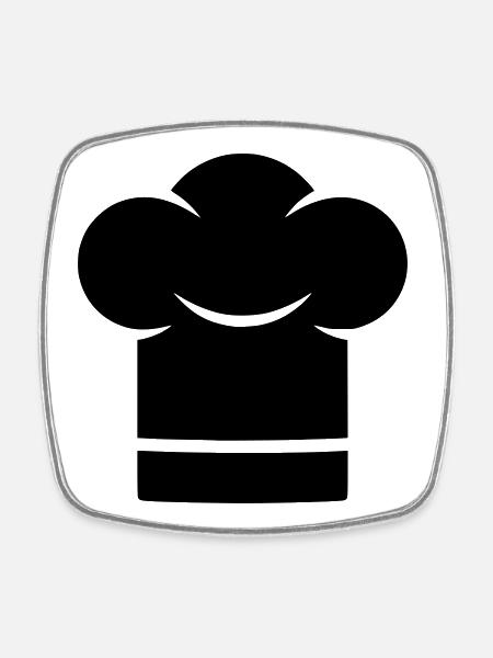 Chapeau de chef Silhouette du chapeau de chef - Magnet carré - blanc