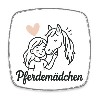 Fille Cheval Cœur Cheval - Magnet carré - blanc - Devant