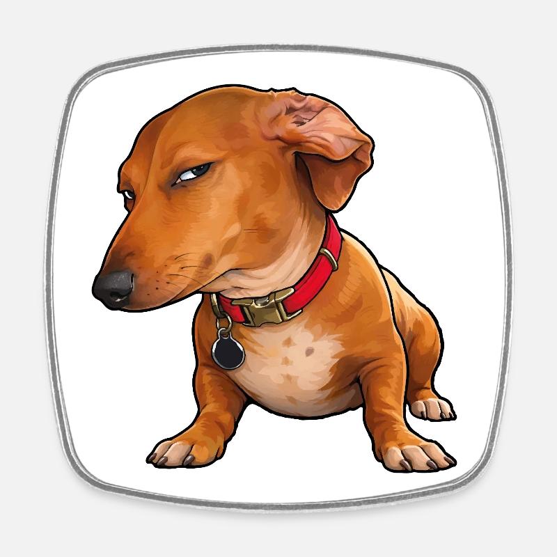 Side Eye Dackel Montag-Mood - Viereckiger Kühlschrankmagnet - Weiß