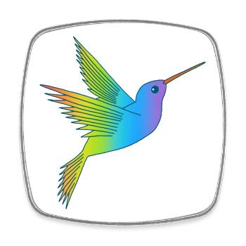 Rainbow bird - Square fridge magnet - white - Front