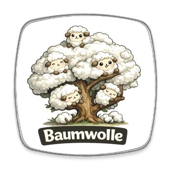 Cotton Sheep on Tree Pun Pun Shirt - Square fridge magnet - white - Front