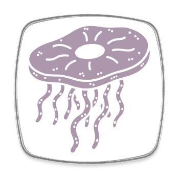 Minimalistisches Kombucha Scoby Tee Quallen - Viereckiger Kühlschrankmagnet - Weiß - Vorne