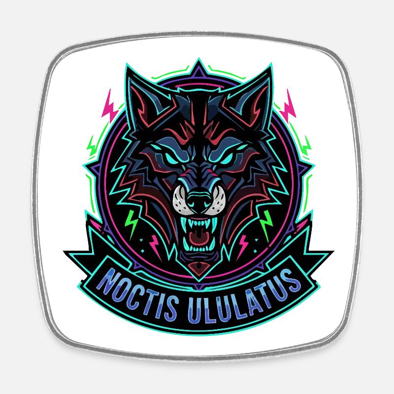 Neonwolf Noctis Ululatus - Viereckiger Kühlschrankmagnet - Weiß